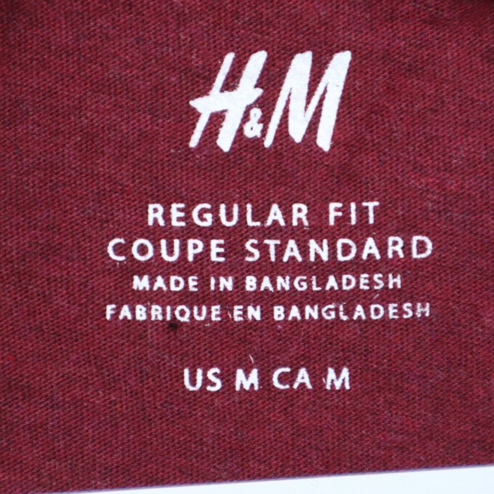HM Shirt Mens M Red Plain Round Neck Short Sleeve Regular Fit Casual Tee - Picture 10 of 16